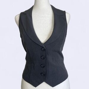 Vintage Y2K Papaya Gray Women's M Collared Vest Button Front Retro Glam